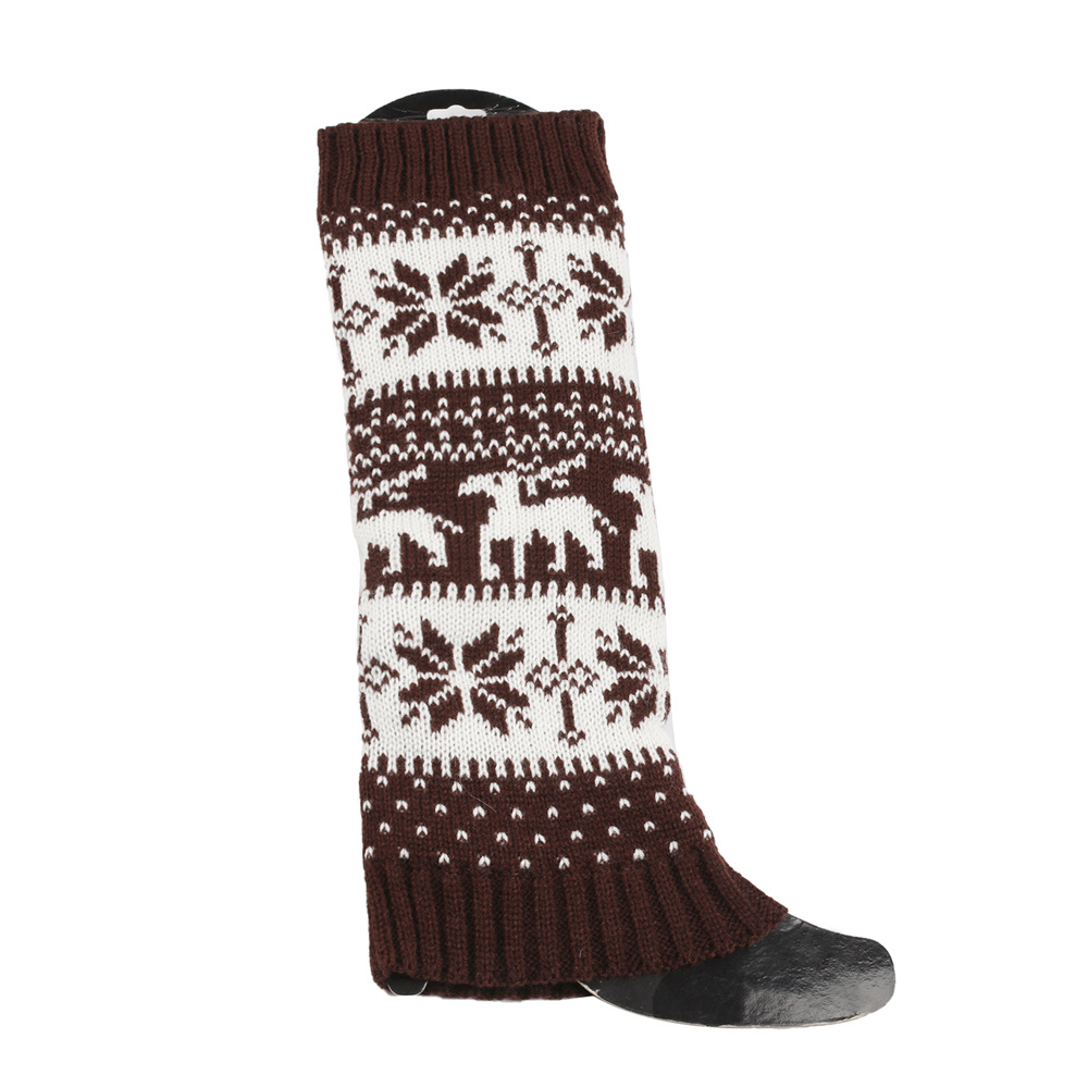 Knit Thicken Boot Socks Thermal Wool Knitted Deer Pattern Female Leg Warmer